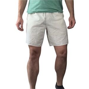 Rhythm Men’s 7” Seersucker Stripe Short Size 32 Cream New Lightweight Cotton